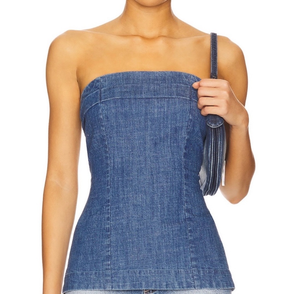 Free People Blue Denim Tank Top